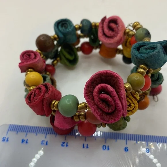 Artisan bead paper machete bracelet wrap style Boho Beautiful! - Picture 3 of 3